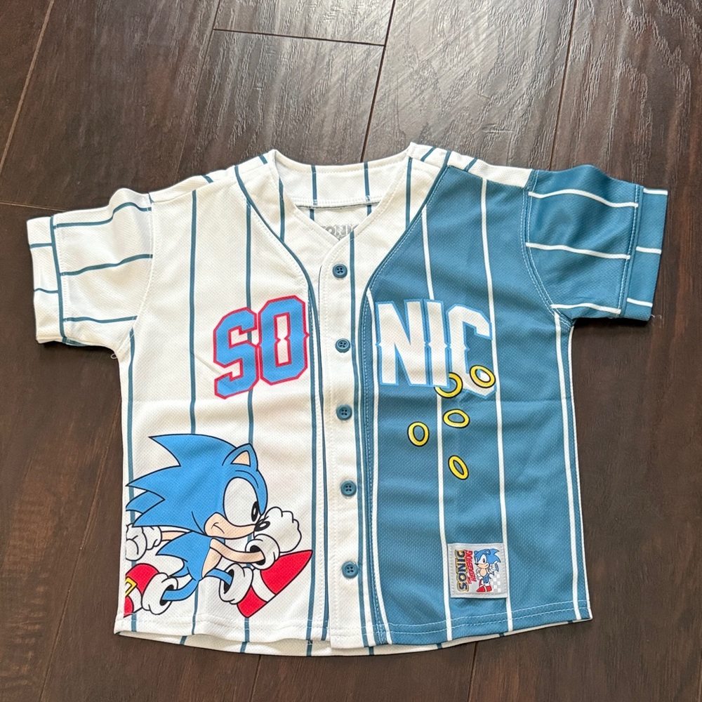 Kids Baseball Shirt - Blue and White